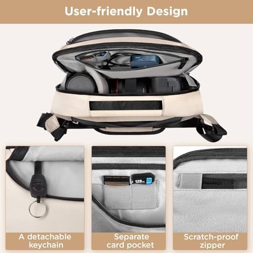 TAAOKA Camera Sling Bag,Waterproof Camera Case with Tripod Holder,Lightweight DSLR/SLR/Mirrorless Camera Bags Crossbody for photographers-Beige - Image 5