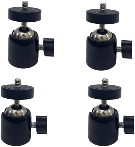 Universal 1/4" Swivel Mini Ball Head Tripod Mount, Black, 4 Pack by NVRTTRR