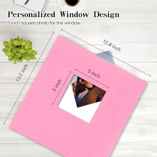 potricher Large Self Adhesive Photo Album 80 Pages, Linen cover, Pink - Image 2