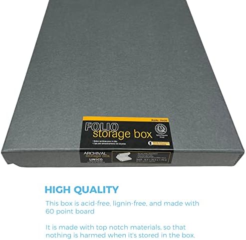 Lineco Clamshell Archival Storage Box, 16.5x20.5x1.75 Inch, Gray, Pack of 2 - Image 5