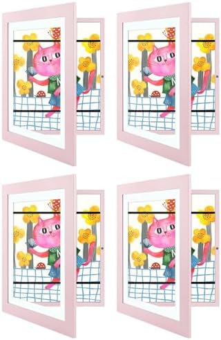 4 Pack 8.5x11 Front-Opening Kids Artwork Frames Changeable (Light Pink) by GoldenStateArt