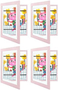 4 Pack 8.5x11 Front-Opening Kids Artwork Frames Changeable (Light Pink) by GoldenStateArt