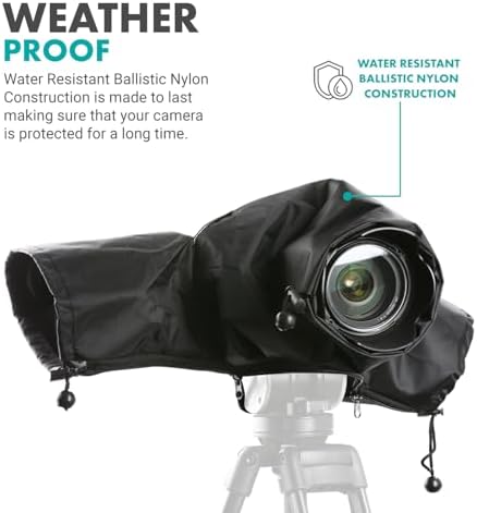 Movo CRC01 Waterproof Nylon Camera Rain Cover with Enclosed Hand Sleeves Compatible with Canon EOS, Nikon, Sony, Olympus, Pentax and Panasonic DSLR Cameras - Image 3