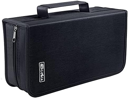 Siveit DVD Case, 128 Capacity CD/DVD Case Wallet Binder Storage Holder Booklet for Car Home Office and Travel (White binder, Black) by Siveit