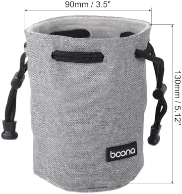 PATIKIL Soft Drawstring Lens Case, Lens Pouch Bag with Cotton Pad, Grey - Image 2