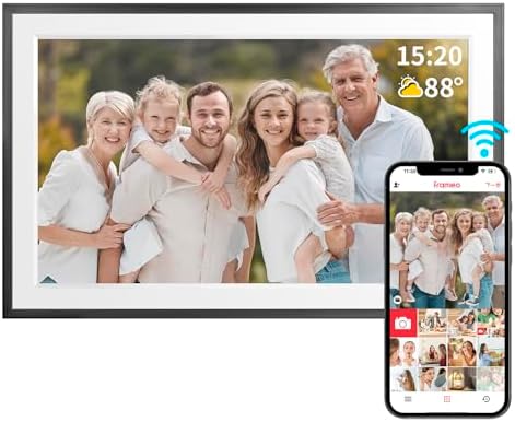 FRAMEO 15.6 Inch 32GB WiFi Digital Photo Frame 1920 * 1080 IPS FHD Touch Screen Smart Digital Picture Frame, Wall Mountable, Auto-Rotate, Share Moments Instantly via Frameo App from Anywhere by MQQC
