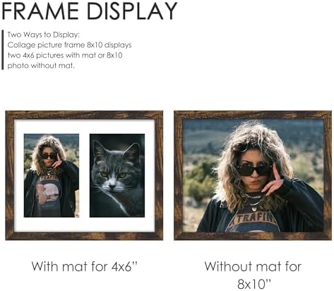 DUENPY 8x10 Double Frame For 2 4x6 Photos Brown - Image 4