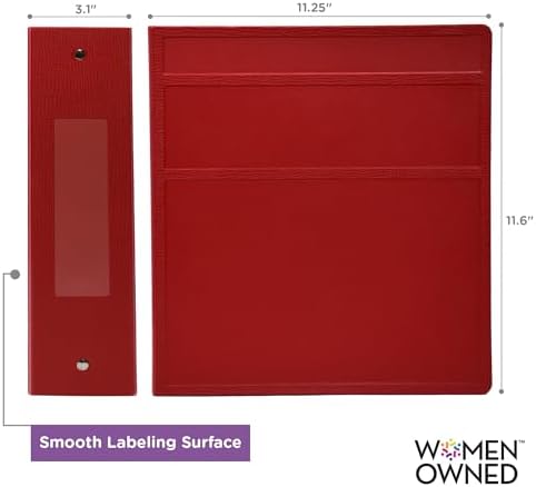 Carstens 3-Inch Heavy Duty 3-Ring Binder - Side Opening, Brick Red, Durable Plastic, Precision No-Gap Rings, Waterproof Cover, No Pockets, Holds 400 US Letter Sheets, BPA-Free, Made in USA (1740-3R) - Image 4