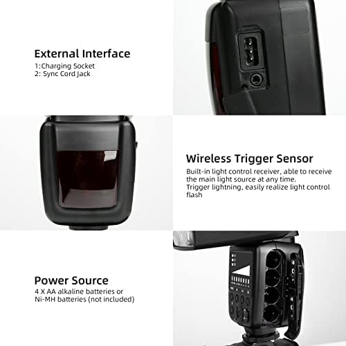 PHOTOOLEX Camera Flash Speedlite FK300, GN33, Manual S1/S2 Wireless - Image 4