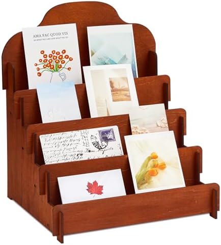 Barydat Greeting Card Display Stand Wooden, 11.8 x 10.4 x 14.2 Inch, Brown by home
