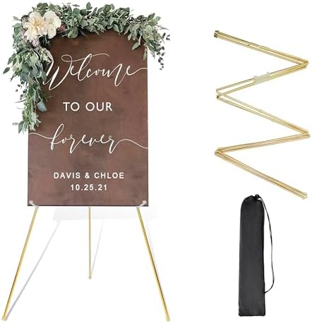 DANMO Easel Stand for Wedding Sign Poster 63'' Instant Display Floor Adjustable Metal Art Easel Gold by DANMO