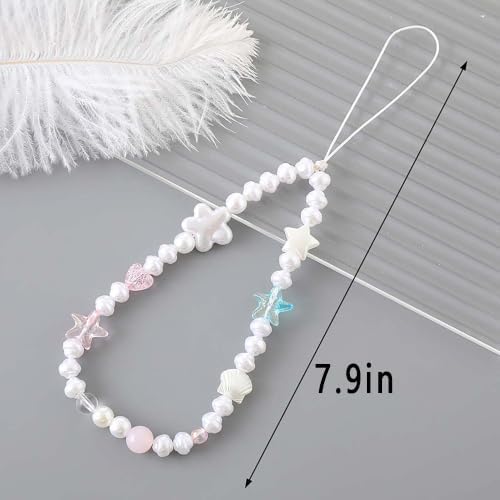 Beaded Phone Charm Lanyard Strap Girly Style Fixed Beads Pearl Lanyards - Image 3