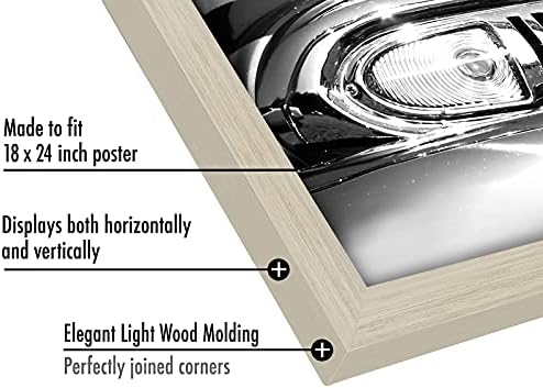 Americanflat 18x24 Poster Frame - Engineered Wood with Polished Plexiglass - Wide Picture Frame for Vertical or Horizontal Wall Display - Epic Collection - Light Wood - Image 3