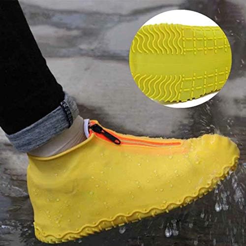 Shiwely Waterproof Shoe Covers, Silicone Reusable Shoe Cover Non-slip Durable Zipper Elastic Rain Cover Protection for Men Women (L (Women 7.5-10.5, Men 6.5-9), Yellow) - Image 6