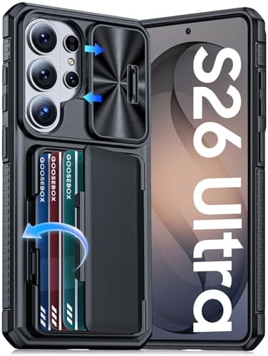 GooseBox for Samsung Galaxy S26 Ultra Case Wallet with RFID [Cards Holder][Camera Cover][Edge Raised] Full Body Shockproof Silicone Protective Phone Case for Galaxy S26 Ultra 2026 (Black) by GooseBox