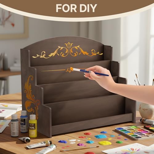 4 Tier Wooden Greeting Card Display Stand, Brown - Image 5