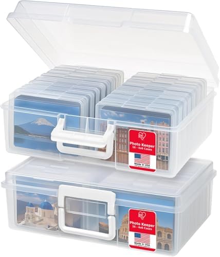 IRIS USA Photo Storage Box |Made in USA| 16 Cases - (2-Pack) - Clear by IRISUSA