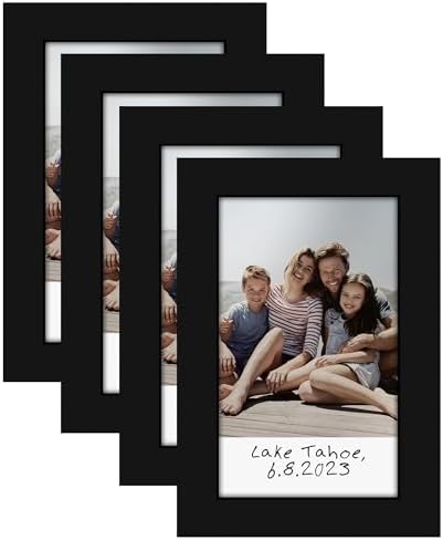 Americanflat 2x3 Picture Frame - Set of 4 - Use as 2x3 Frame for Instant-Print Photos - Black Mini Picture Frames for Tabletop and Wall Display with Shatter-Resistant Glass by Americanflat