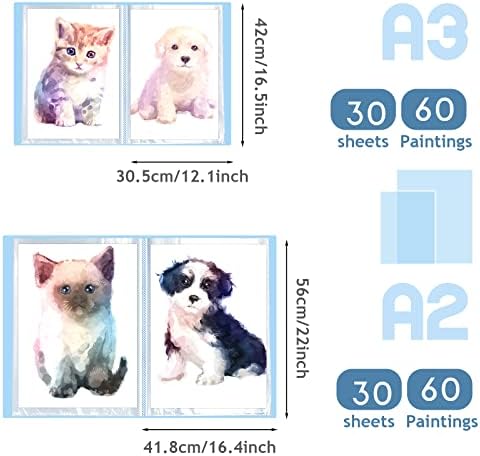Henoyso 60 Pages Diamond Painting Storage Book A2 A3 Art Binder, Blue - Image 3