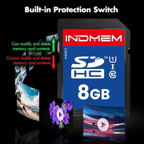 INDMEM SD Card 8GB 2 Pack UHS-I U1 Class 10 8G SDHC Flash Memory Card Compatible with Digital Camera, Computer, Trail Cameras - Image 6