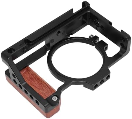 Camera Cage Aluminum Alloy Metal Protective Video Rig with Wood Handle Cold Shoe Mount for ZV-1 II ZV-1F/4847 by Unknown