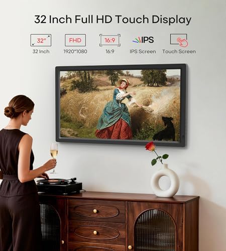 Frameo 32" Extra Large Digital Picture Frame WiFi 64GB, 1920 x 1080 FHD IPS Touch Screen Electronic Photo Frames, Wall Mounted, Auto-Rotate, Support USB and SD Card, Share Photos Videos Instantly - Image 4