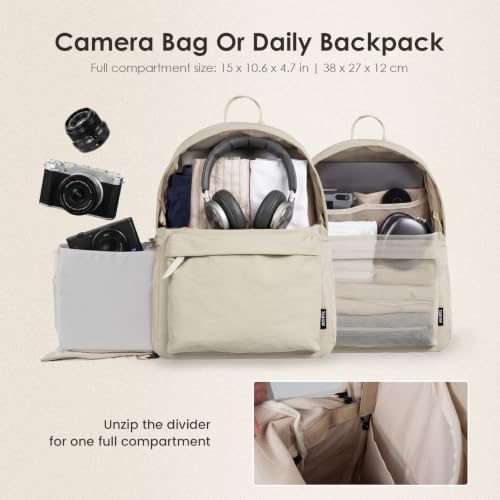 TARION Casual Camera Backpack 15L Urban Photography Bag, Once LT15, Beige - Image 4