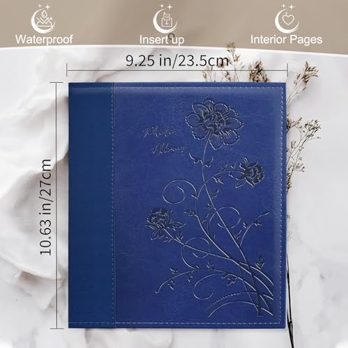 Photo Album 8x10 2 Packs Clear Pages Pockets Leathe Cover Slip Slide in Photo Album Each Holds 100 Vertical 8x10 Photos Picture Book for Wedding Family (Blue) - Image 2