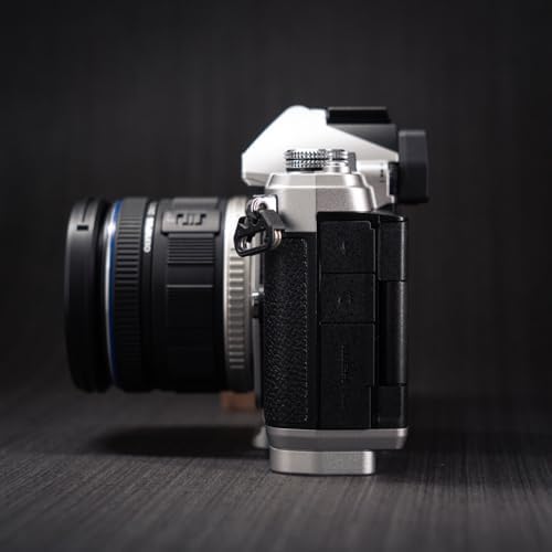 Handmade Wooden Handle Grip L Plate Alloy Base for OM System OM-3 Camera (Ebony + Silver Base) - Image 5