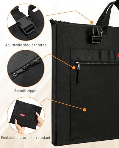Nicpro Light Weight Art Portfolio Bag, 18x24” Waterproof Art Portfolio Case - Image 4