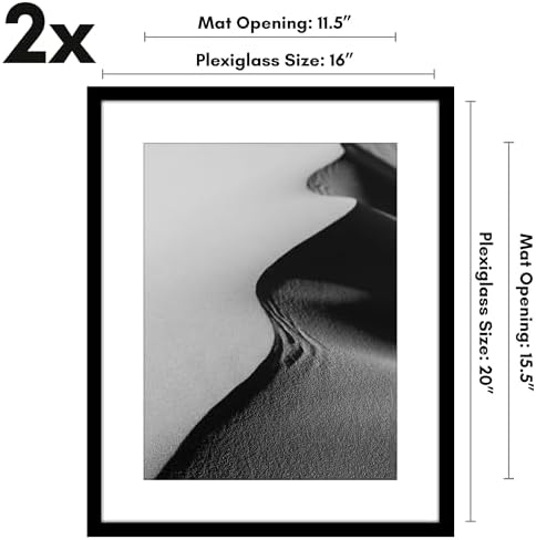 Americanflat 16x20 Poster Frame 2-Pack - Matted to 12x16 - Black - Image 2