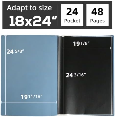 18x24 Blue Art Portfolio Folder Displaying 48 Pages With Plastic Sleeves - Image 2
