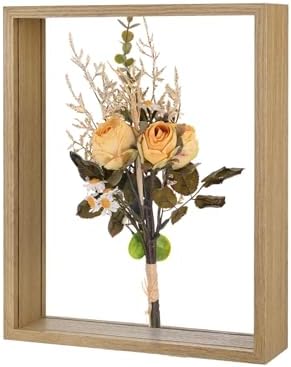 M METERXITY 1-Pack Dried Flower Frame, 8 x 10 Inch Double Acrylic Wooden Dried Flower Photo Floating Frame for Tabletop/DIY/Handicrafts [Wood Color] by MMETERXITY