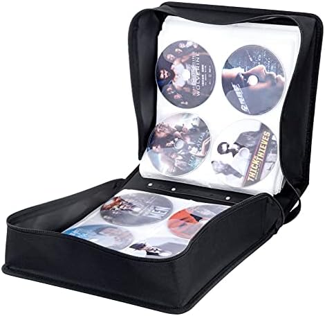 Siveit CD/DVD Binder, CD DVD Case Holder Binder 400 Capacity CD/DVD Wallet Storage Booklet Album Box (White Binder, Rose) - Image 2