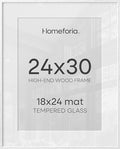 Homeforia 24x30 White Oak Picture Frame, High-End Wood, 18x24 Mat, Glass by Homeforia