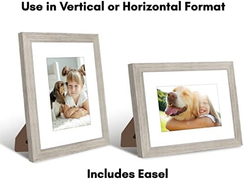 Americanflat 8x10 Picture Frame with Shatter-Resistant Glass - Use as 5x7 Frame with Mat or Display 8x10 Photo Without Mat - Signature Collection - Picture Frames for Tabletop and Wall - Driftwood - Image 4