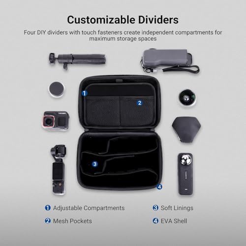 NEEWER Carrying Case for Action Camera & Accessories, Splashproof Protective Storage Bag with DIY Dividers & Mesh Pockets Compatible with GoPro DJI Osmo 360 Action 5 Pro Pocket 3 Lens, PB27 - Image 3