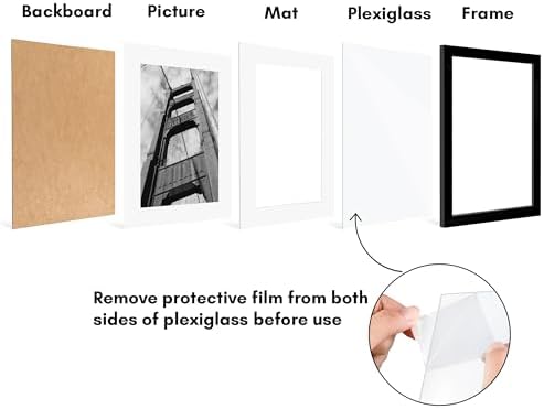 Americanflat 11x14 Picture Frame 5-Pack - Matted to 8x11 - Black - Image 4