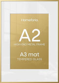 Homeforia A2 Gold Picture Frame, High-End Metal, A3 Mat, Glass by Homeforia