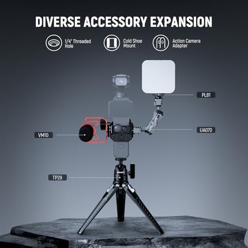 NEEWER Pocket 3 Cage Compatible with DJI Osmo Pocket 3 & Creator Combo Accessories, Gimbal Video Recording Extension Rig with Action Camera Adapter, 1/4" Threads, Cold Shoe, Cleaning Cloth, AC009 - Image 5