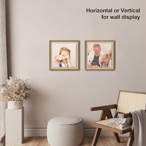 Egofine 12x12 Floating Frames Set of 2, Double Plexiglass Picture Frame, Made of Solid Wood Display Any Size Photo up to 12x12, Wall Mount or Tabletop Standing,Carbonized - Image 6