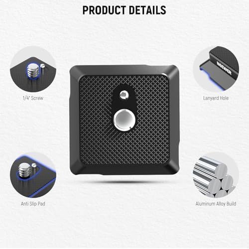 NEEWER Arca Type Quick Release Plate with 1/4" Screw, Camera Tripod Mount Adapter QR Plate Accessory Compatible with DJI RS Series Gimbal Stabilizer Action Camera Phone Cage, UA078 - Image 5