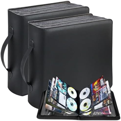 DVD Storage Binder 2 Pack, CD Binder with Booklet Pocket & Handle by PUTNATRUE