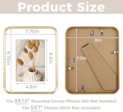 Golden State Art 8x10 Gold Aluminum Picture Frame Mat for 5x7 Real Glass - Image 3