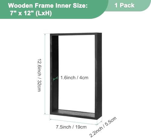M METERXITY 1-Pack Dried Flower Frame, 7 x 12 Inch Double Acrylic Wooden Dried Flower Photo Floating Frame for Tabletop/DIY/Handicrafts [Black] - Image 3
