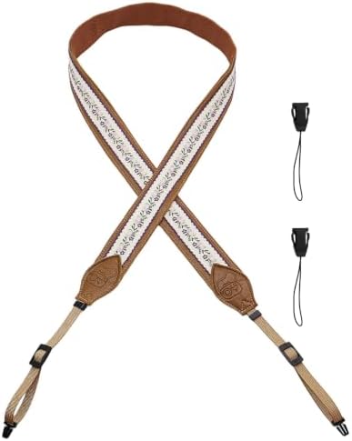 Leather Camera Strap, Quick Release Camera Neck Strap for All Cameras, Retro Jacquard Camera Straps for Photographers - Image 2