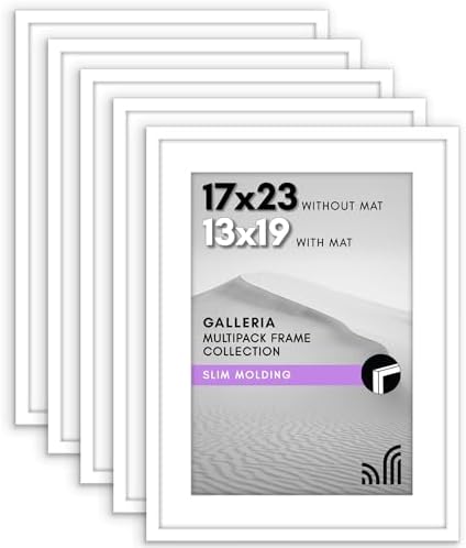 Americanflat 17x23 Poster Frame 5-Pack - Matted to 13x19 - White by Americanflat