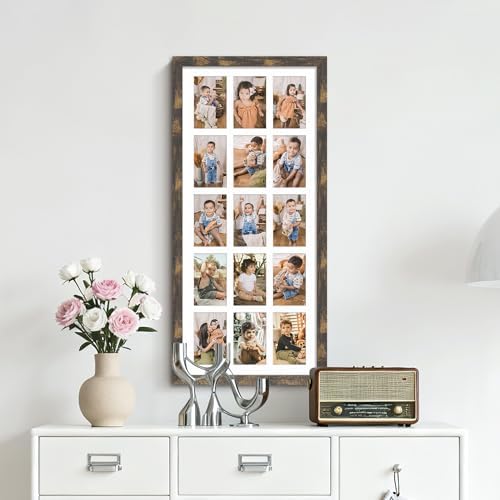DUENPY 14x32 Collage Frame For 15 4x6 Photos Brown - Image 6