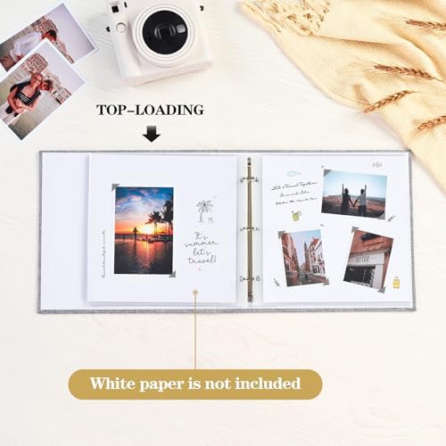 Mublalbum 8x8 Inch 3 Ring DIY Scrapbook Photo Album 40 Pages, Beige - Image 3