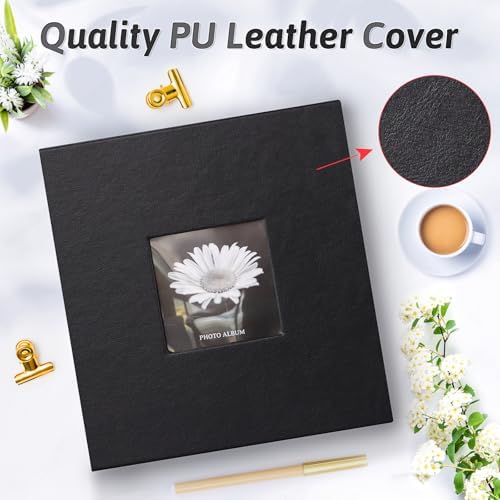 Popotop Photo Album 4x6 200 Photos with Writing Space, Leather Cover Album with Display Picture Window, Photo Book for Wedding Family Baby Gift - Image 2